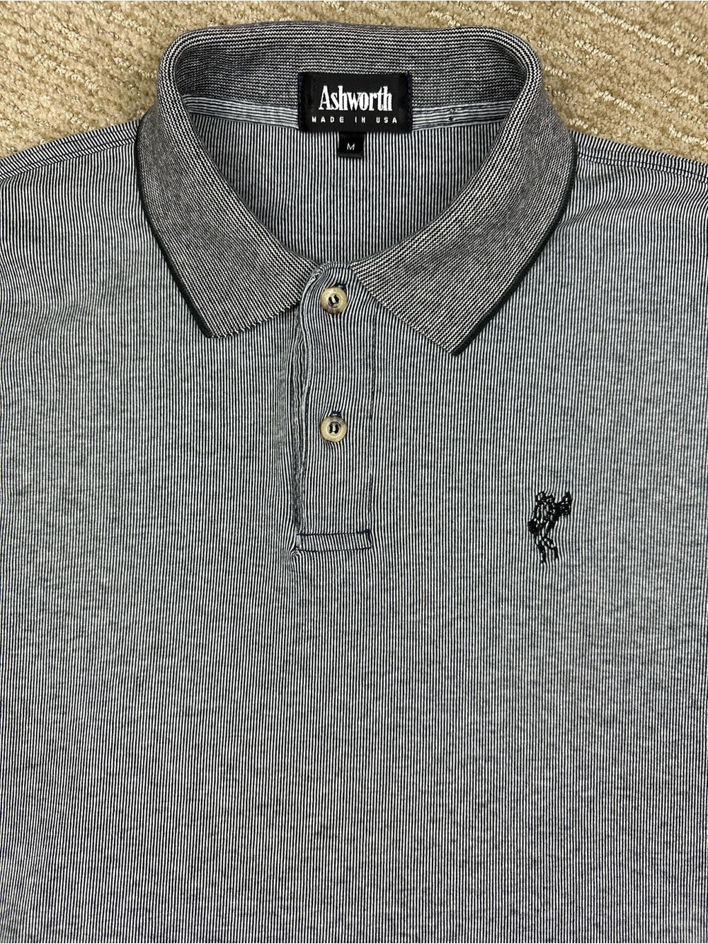 Vintage Ashworth Golf Polo Shirt Grey Old Money Grandad Grandpa Summer Cotton M